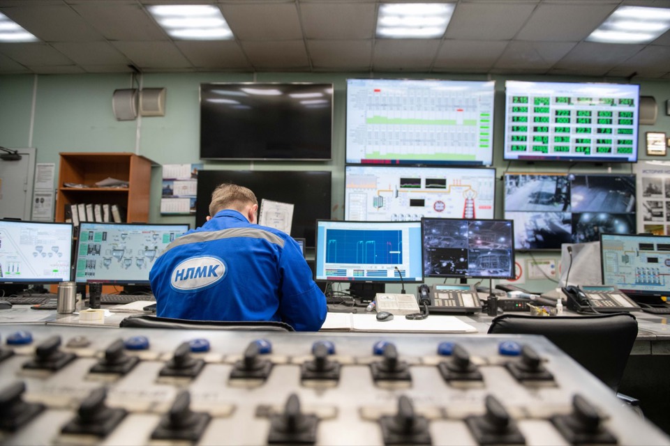 Control room with multiple screens